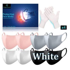 Protective Face Mask + Gloves Pack (8 Pack+3 Pair Glove) 3 Layers of Protection